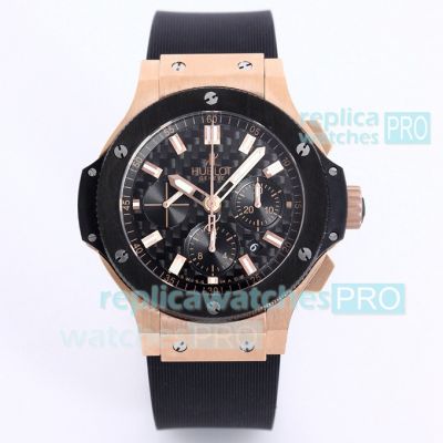 Hublot Big Bang 44mm Replica Watch 301.PX.130.RX Swiss 4100 Rose Gold Black Chronograph